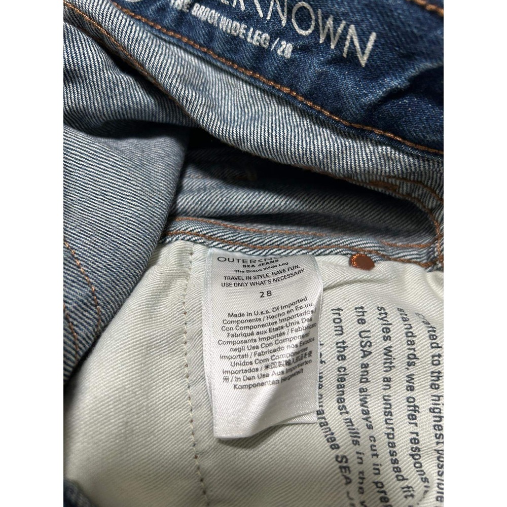 Outerknown Sea Jeans The Brook Wide Leg High Rise Blue Denim Womens Size 28 New - Picture 9 of 10